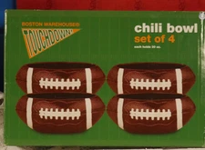 EUC BOSTON WAREHOUSE TOUCHDOWN FOOTBALL CHILI BOWL SET OF 4 EACH HOLDS 20 OZ.