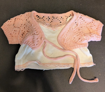 Build-a-Bear White w/Pink Lace Tank Top w/Pink Cardigan - great condition
