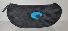 Genuine Costa Del Mar Sunglasses Hard Zip Up Clam Shell Case Black w/Blue Logo