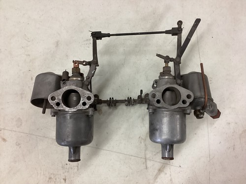 Pair of MGA MG A SU Carburetors Carbs 1 bbl with Linkage