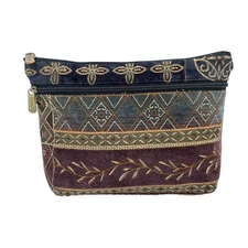 Vintage Tapestry Cosmetic Bag Pouch Embroidered Zippered Organizer