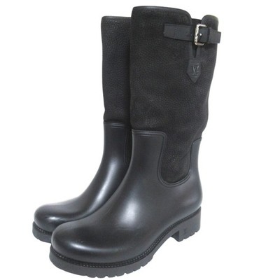 LOUIS VUITTON Damier Graphite Half-Rubber Engineer Boots Size 7 Black mens USED