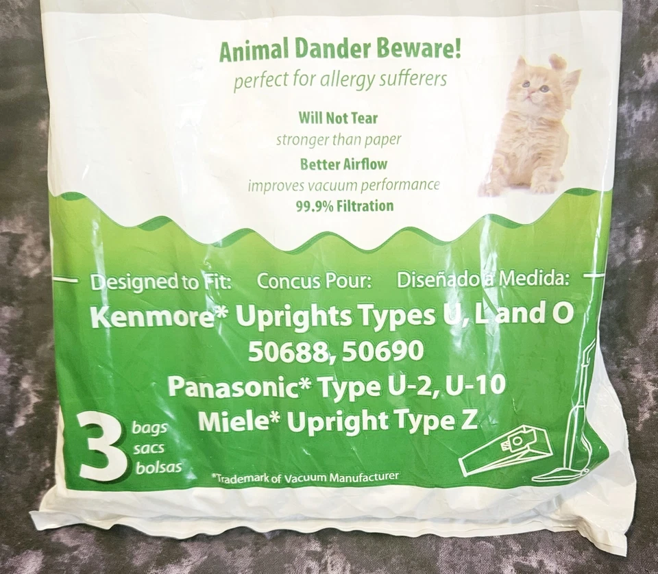 Kenmore Cloth Upright Anti-allergen Vacuum Bags EnviroCare Fits Types U L O/ 506 - Image 3 of 4