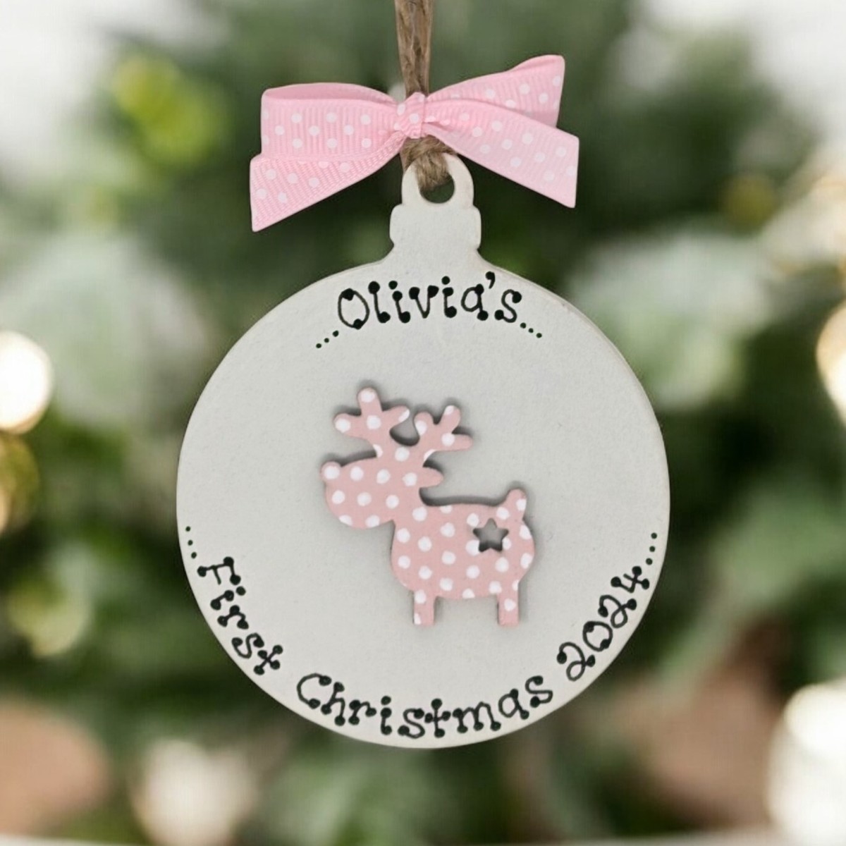 Baby's First 1st Christmas Bauble Personalised Ornament Decoration