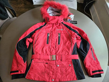 Rossignol Ski Jacket; Beautiful Red W/ Fur Lined Hood; Size = Xl; Fitted Style!!