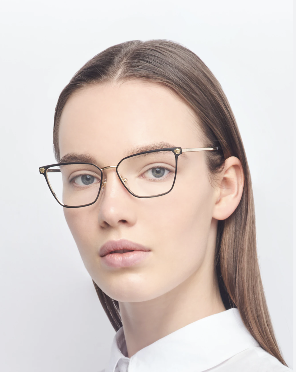 バリウス Versace Reading Glasses Mod. 1275 1433 54-15 Gold & Black Cat Eye