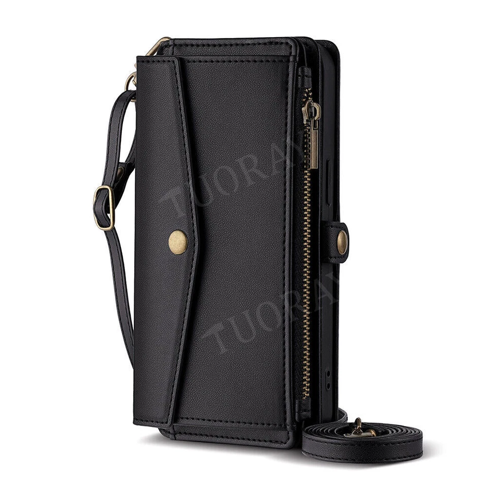 For Samsung S24 S23 S22 Ultra S21 FE S20 Leather Zipper Wallet Case Phone Cover - Image 4 of 4