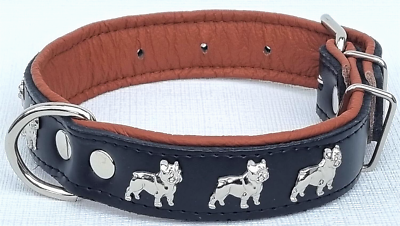 Lederhalsband Für Französische Bulldogge – Mit Metallaplikationen, Verstellbar