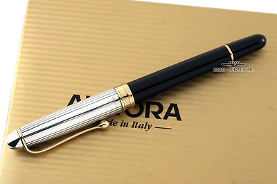 Aurora 88 Argento Massiccio .925 Silver/Black Resin Fountain Pen