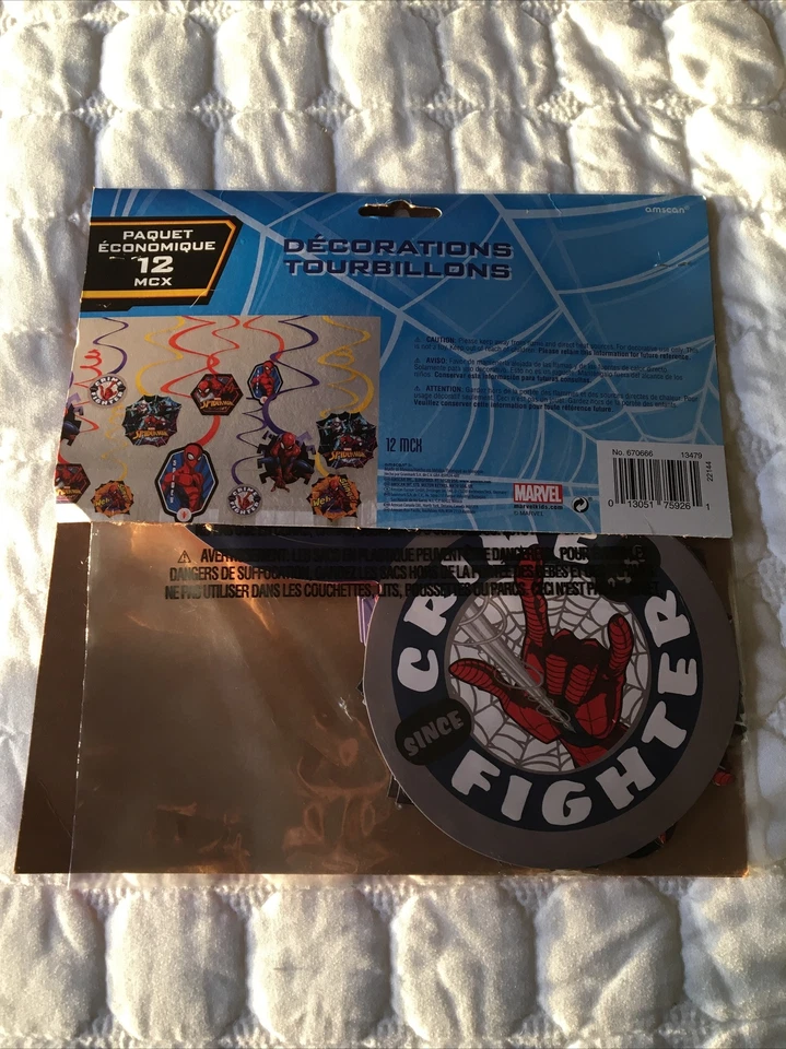Marvel Spider-Man Remolinos Decoración Colgador Kit Fiesta de Cumpleaños 12 Piezas ¡PAQUETE DE 6!! Foto 2 de 4