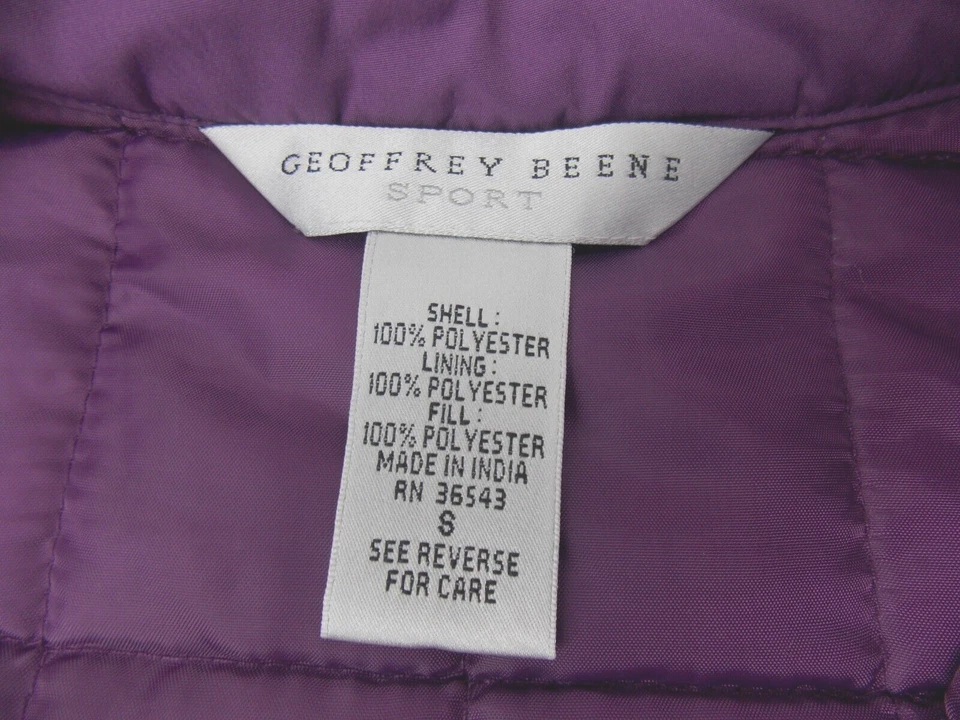 Chaleco Deportivo Geoffrey Beene Para Mujer Talla S Poliéster Púrpura Cremallera Frontal Acolchado Foto 3 de 4