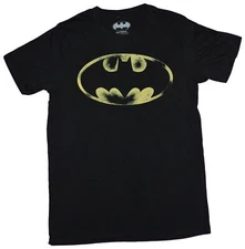 Batman Adult New T-Shirt  - Rubbed Distressed Classic Logo Pic