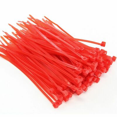 4'' Red Color Cable Ties - Zip Ties 200 Pieces by Apple Crafts