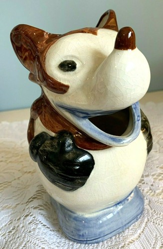 Vtg.Mickey Mouse 7" Tall-16 oz. Pitcher/Creamer/Jug-Rare Brown/Blue Colors-Japan