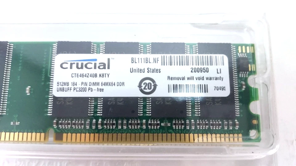 Crucial Technology HP Desk Top Memory Module New 512 MB 184-Pin Dimm 64M X 64 DD - Image 2 of 4