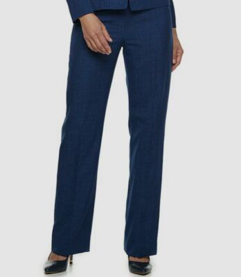 $85 Le Suit Women's Blue Straight Leg Zippered Dress Pants Trousers Size 16  | eBay