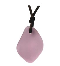 Hawaiian Jewelry Sea Glass Necklace, Puff Pink Necklace Leather Cord Necklace,