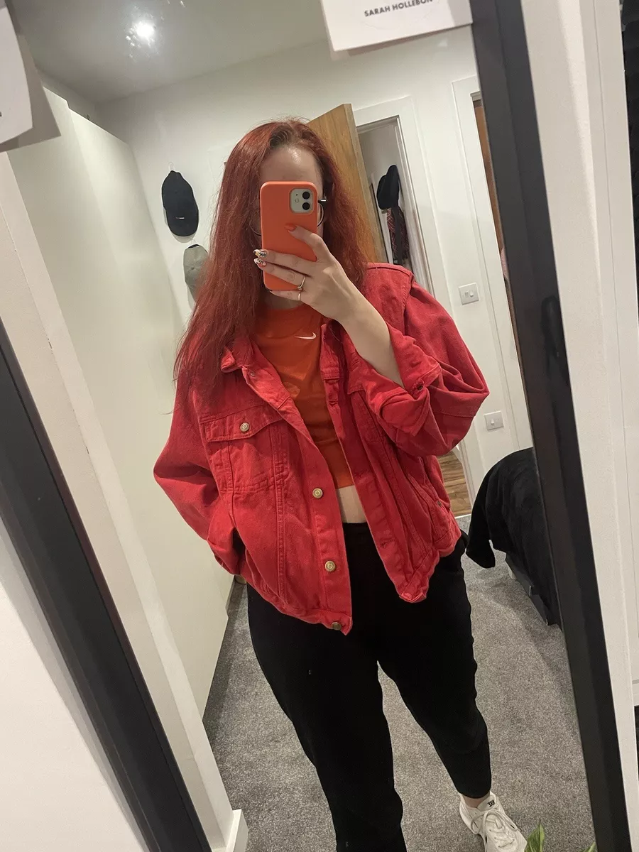 Bright red shop denim jacket