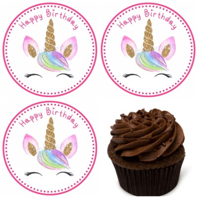 Einhorn eßbar Muffin-Aufleger Torten-bild Party Deko Geburtstag Unicorn Cupcake