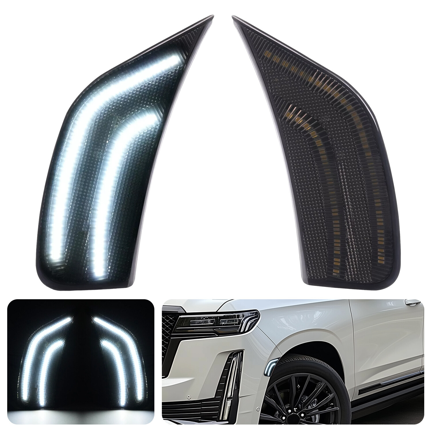 Pair White LED Side Marker Lights For GMC Yukon/Chevrolet Tahoe/Suburban 2021-up