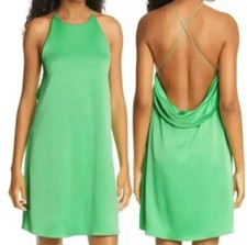 NWT alice + olivia Azitara JADE Low Back Lined Satin Mini Dress Size 12