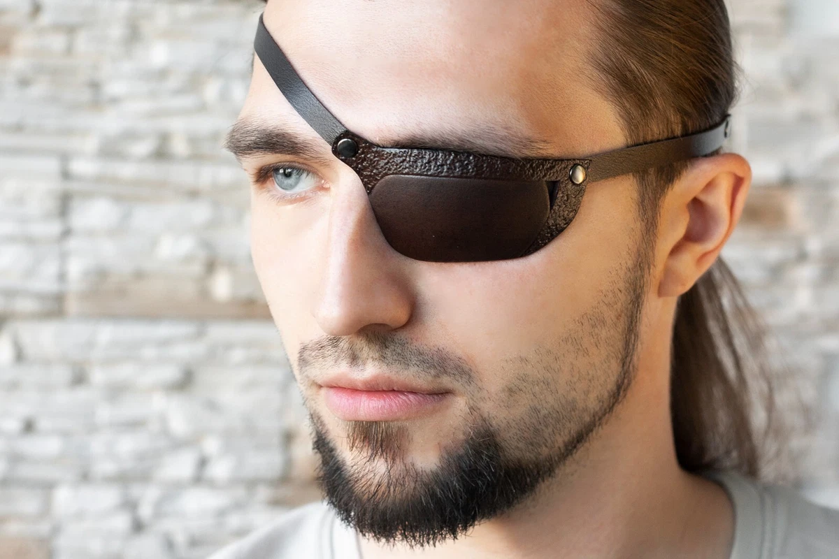 Leather Eye Patch Sport Eye Patch Original Design Black Brown