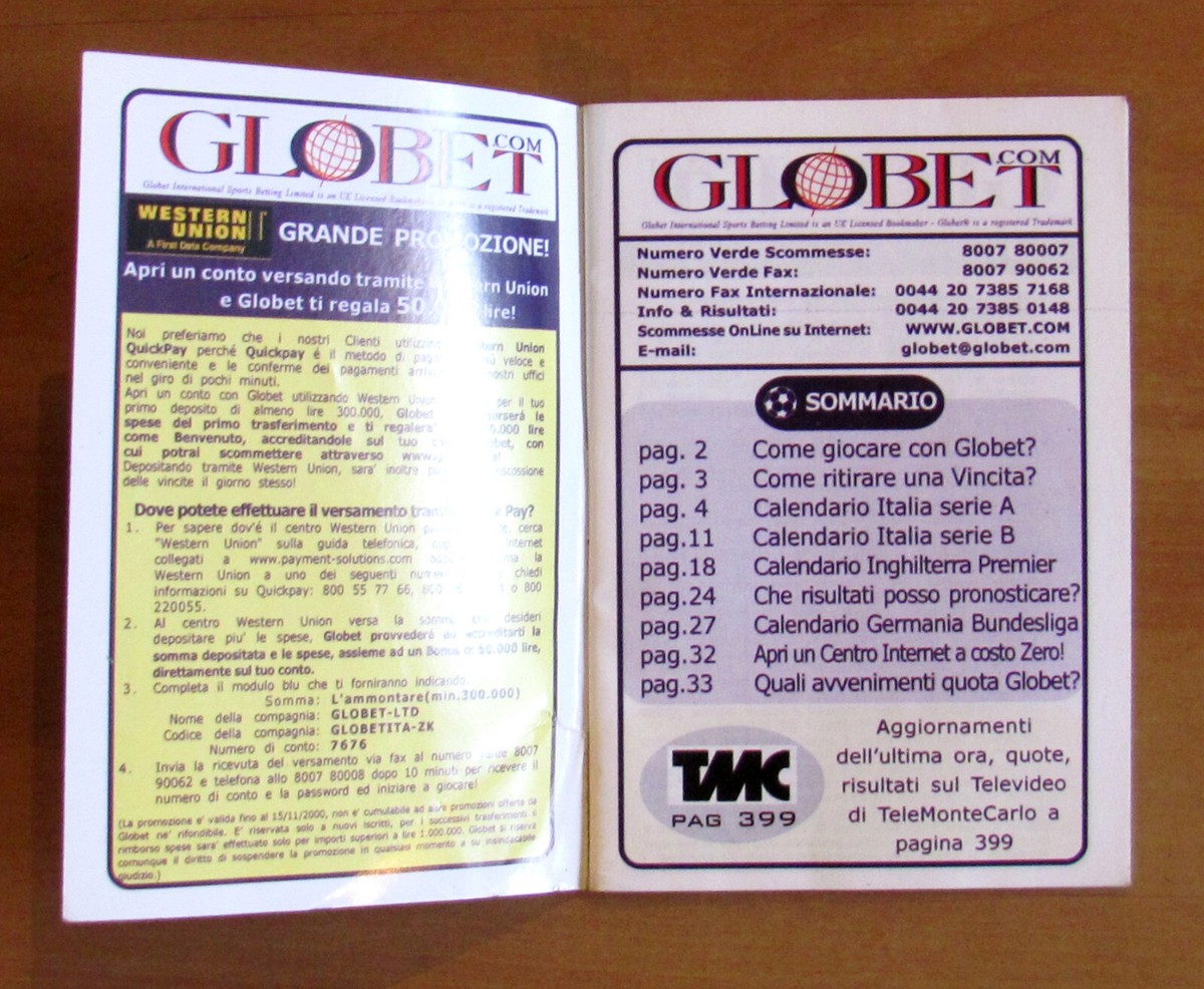 GLOBET Programma completo Campionati 2000-01 Serie A, B