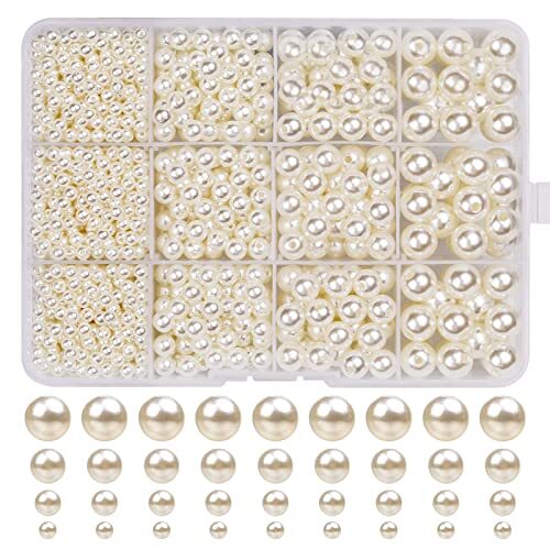 Zhenle 1320 Perle per Bigiotteria Beige Bianco Perle Finte Rotonde Perle (J9t)