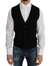 DOLCE & GABBANA Vest Black Cotton Dress Woven Waistcoat s. IT52/US42/XL RRP $940