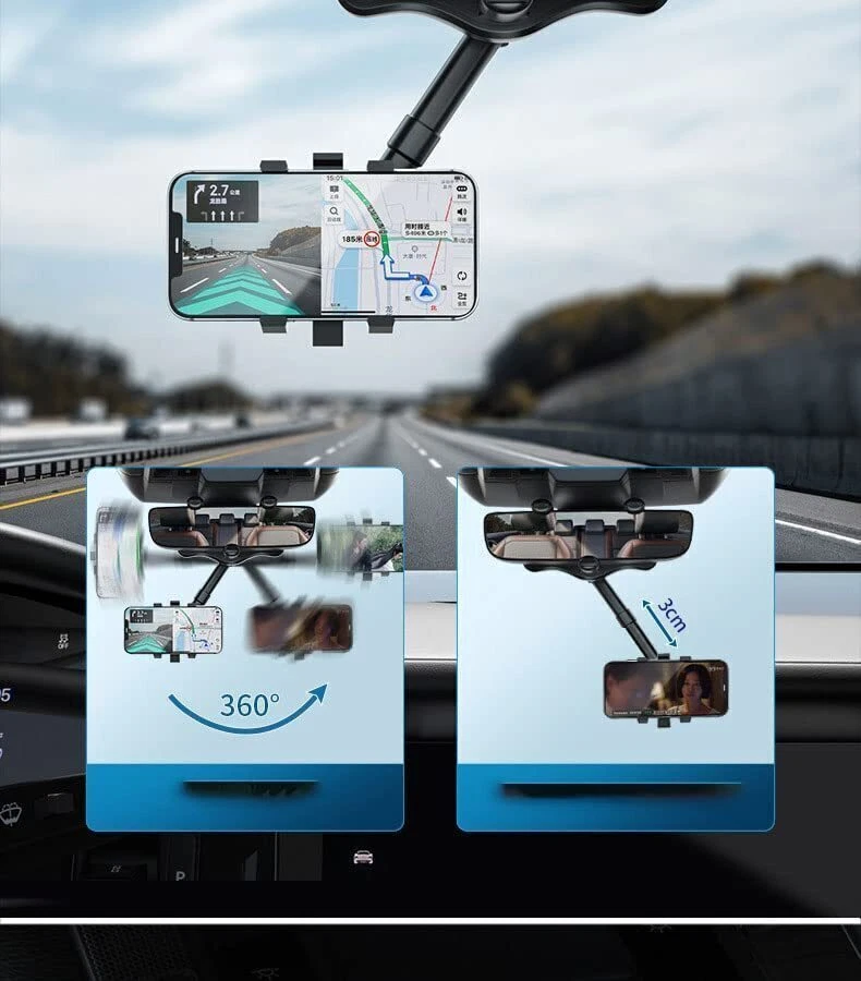 360° Car Phone Holder Rotatable And Retractable Rearview Mirror Mount Universal 360° Car Phone Holder Rotatable And Retractable Rearview Mirror Mount Universal