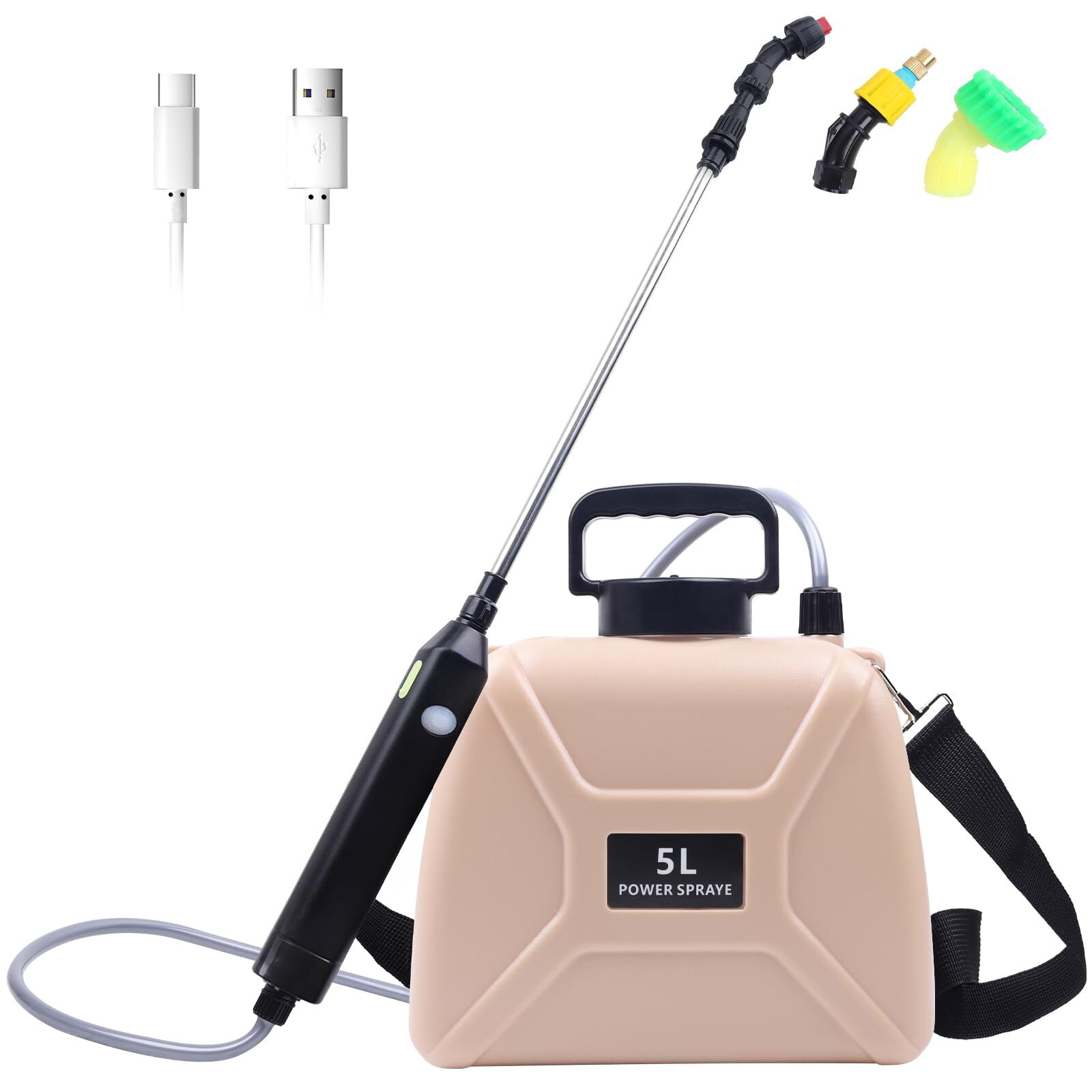Electric Plant Sprayer, Garden Sprayer with 1.5M Hose and 3 nozzles, 1.32 Gal...