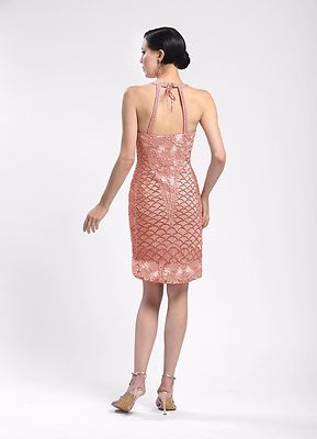 スーウォン ドレス Sue Wong Y2K Neckline Ribbon Embroidered Lace Halter $518 NWT