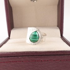 Malachite Gemstone 925 Sterling Silver Ring Handmade Jewelry Gift For Women