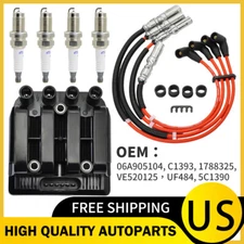 Ignition Coil + Iridium Spark Plug Wires Set For Jetta Beetle Golf L4 2.0 UF484