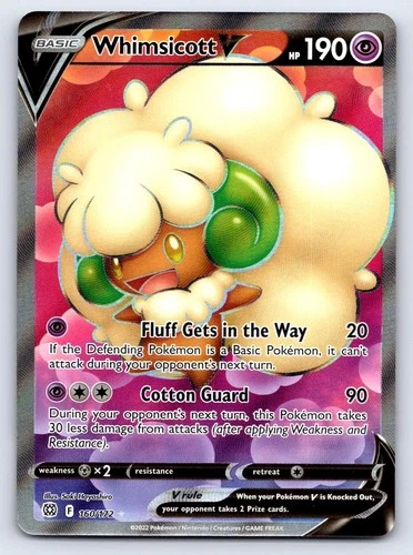 Whimsicott V 160/172 Ultra Rare Brilliant Stars Pokemon Near Mint
