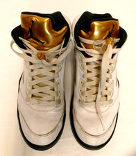 UPC 826218681981 product image for Air Jordan Men's 5 Retro Olympic Gold 2016 basketball shoes size 9 white | upcitemdb.com