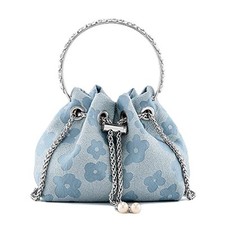 Women Evening Handbag Clutch Rhinestone Pouch Crossbody Handbag Mini Blue