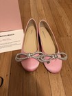 NWT 100% Authentic Mach & Mach 100% pink silk Crystal Bow flats Size 40/10 — photo 1