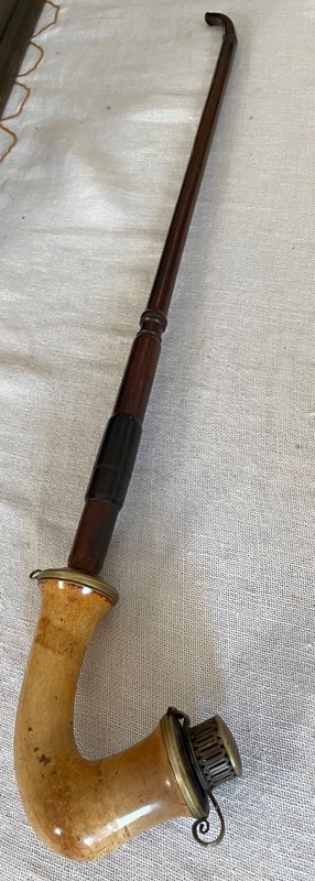 Antique Long Smoking Pipe With Lid  Meerschaum Pipe