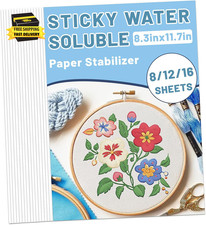 Sticky Water Soluble Embroidery Stabilizer 8PCS 8.3" X 11.7" Printable Wash Away