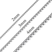 USA 1.5/2/3/4mm Round Box Chain Necklace Stainless Steel Link Men Women 18-28"