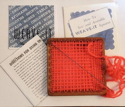 Vintage Weave-It WOOD Weaving LOOM Box & Copy Instructions HERO & Needle #14