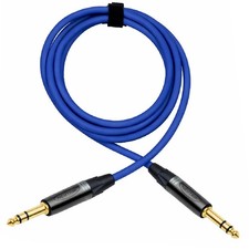 MOGAMI BLUE TRS CABLE 5 FT NEUTRIK 1/4" CONNECTORS 2549 NP3X-B GOLD PATCH