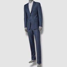 Calvin Klein Men's Blue Solid Slim-Fit 2-PC Jacket Pants Suit Size 42S 36W 30L