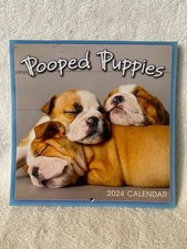 2024 Calendar POOPED PUPPIES dog CUTE pictures 7" X 7"