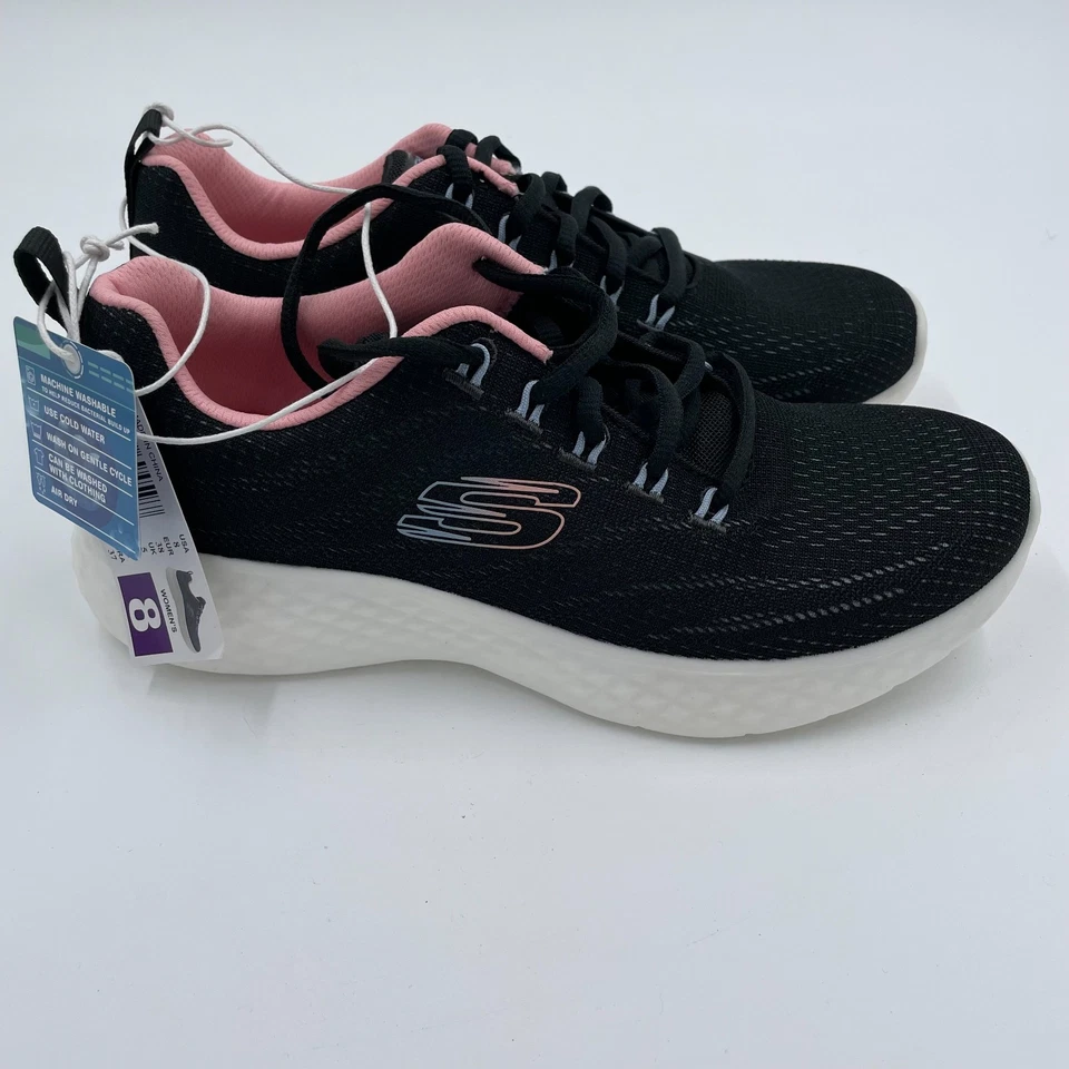 SKECHERS Women's Lite Foam Lightweight Air-Cooled Running Sneaker Shoes ~ Black - Image 3 of 4
