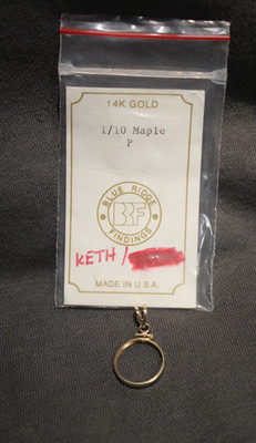 14K BEZEL FOR 1/10 OZ GOLD CANADA MAPLE LEAF. SCREW TOP / REEDED EDGE. N.O.S.!