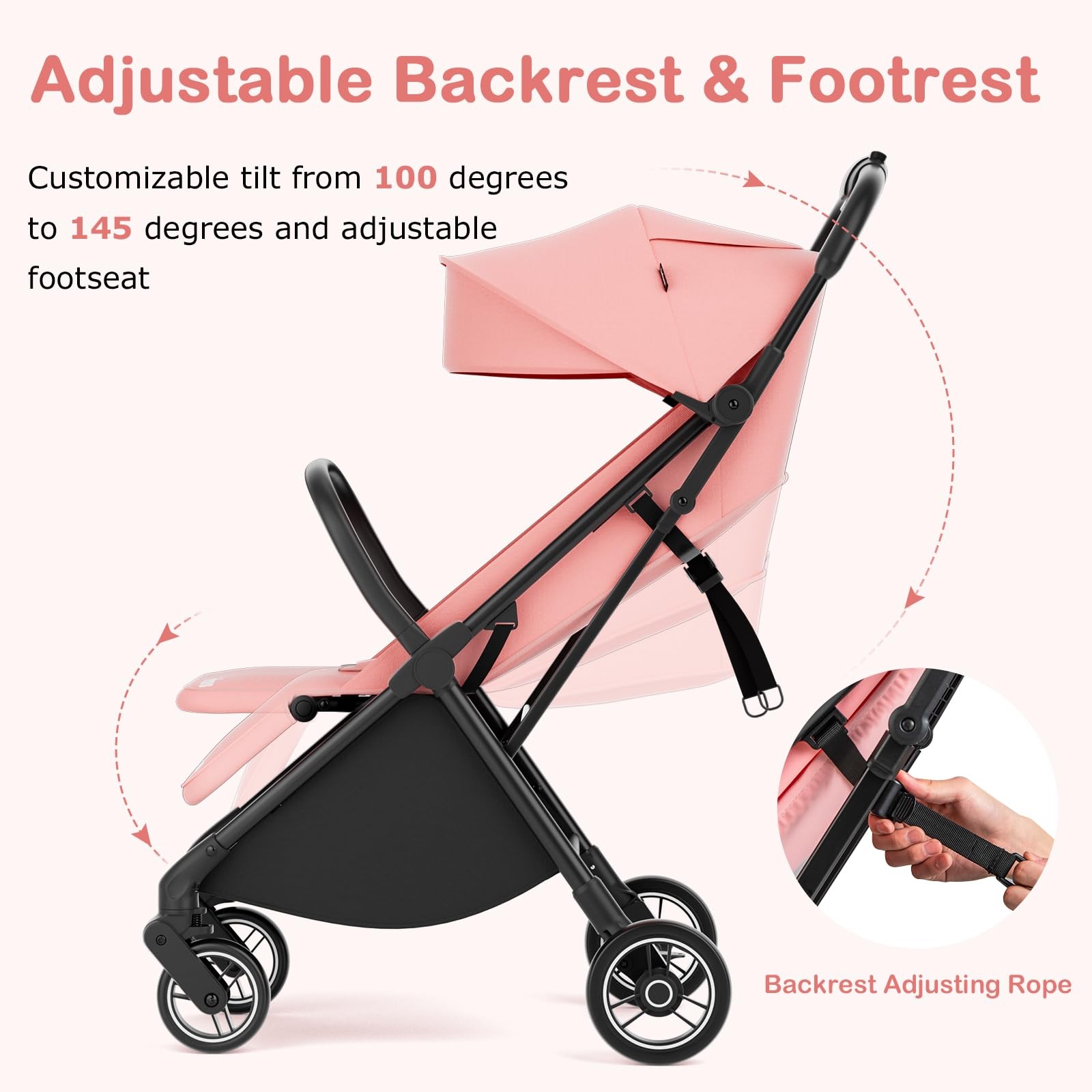 INFANS Lightweight Baby Stroller, Ultra-Compact Fold, Airplane Ready, Reclining
