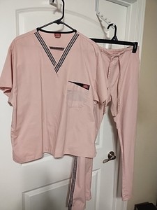 Dickies Womans Scrub Set Top Sz M & Pants Drawstring & Elastic Waist Sz  L