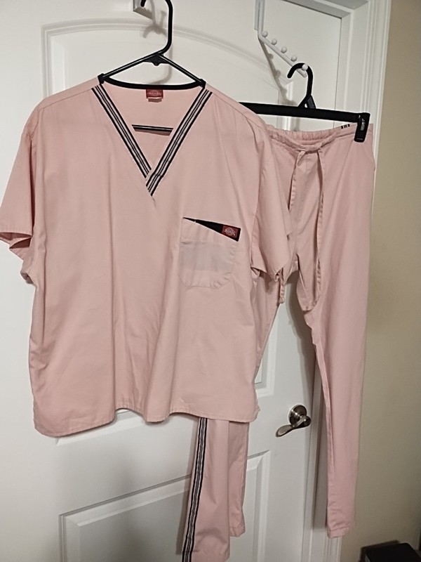 Dickies Womans Scrub Set Top Sz M & Pants Drawstring & Elastic Waist Sz  L